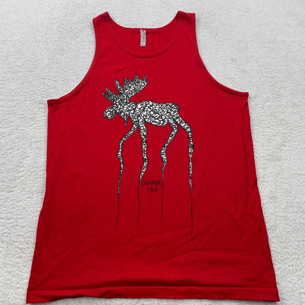 Vintage Alstyle Apparel Red Canada 150 Moose Graphic Tank Top Men's Large